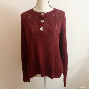 Andree By Unit Red Popover Sweater with Buttons Size M NWT